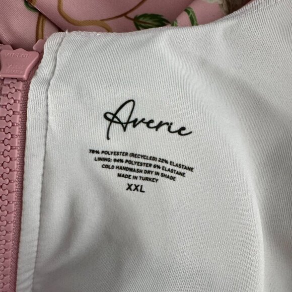 Averie Melina Zip Up One Piece Swimsuit 2XL Tiger Blossom Print Pink SW-2112 - Picture 9 of 10